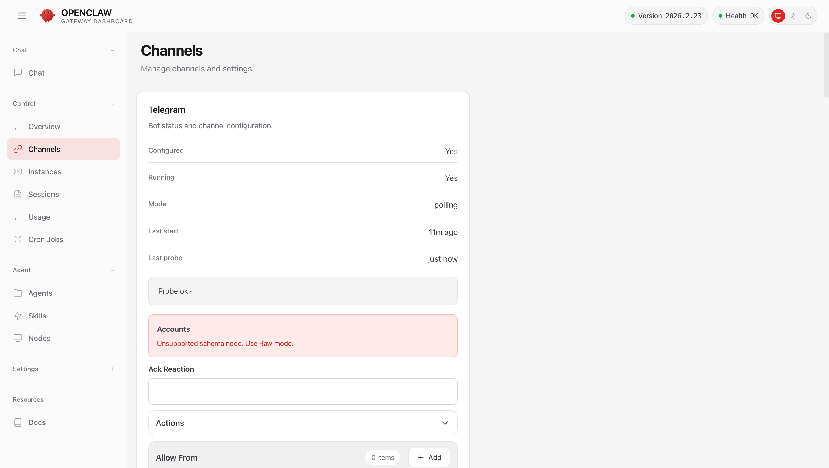 OpenClaw Telegram channel integration